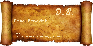 Deme Benedek névjegykártya